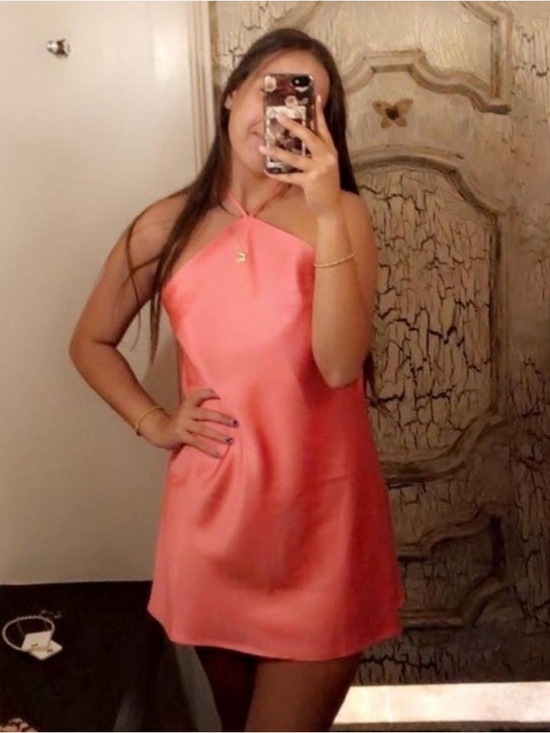 Altar'd State Dresses & Skirts - Altar'd State Pink Halter Satin Mini Dress